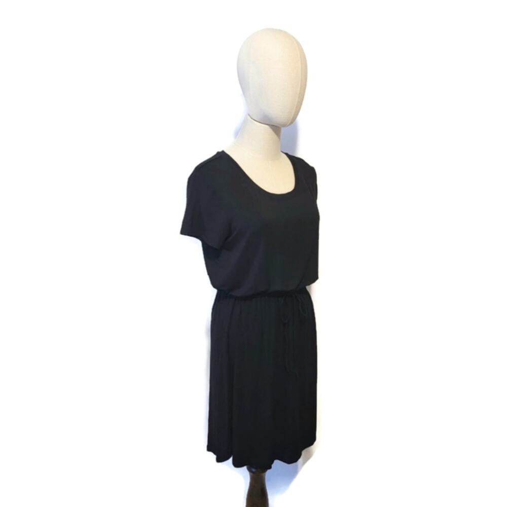 Olive & Oak Black Short Sleeve Drawstring Waist Jersey Knit Dress L - Picture 9 of 13